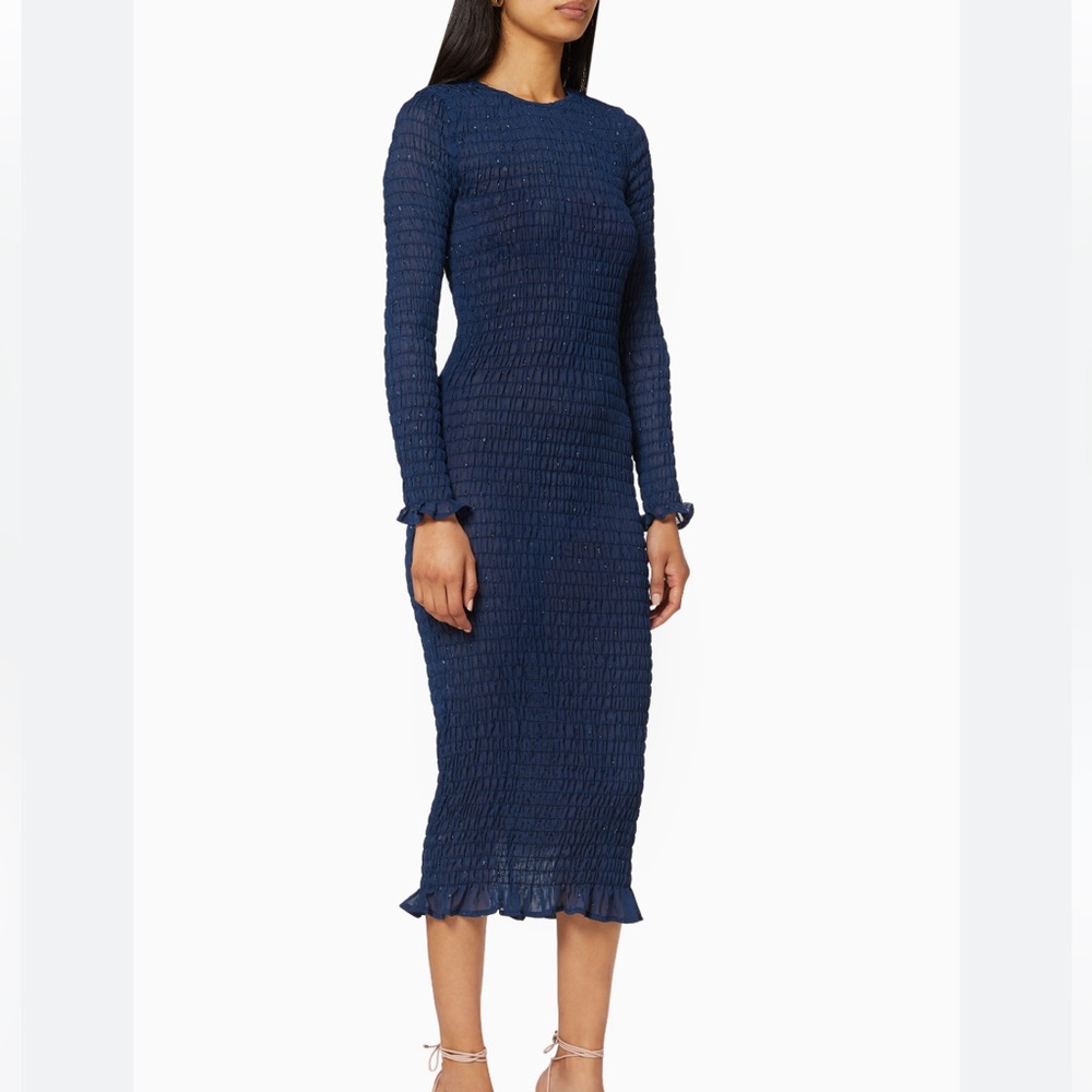 Never Fully Dressed Fleck Shirred Sheer Midi Dress 14